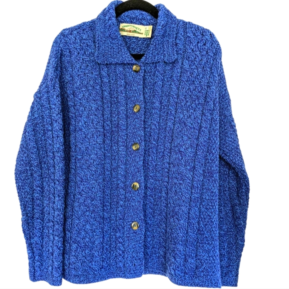 Aran Crafts Blue Women's Cardigan Sweater